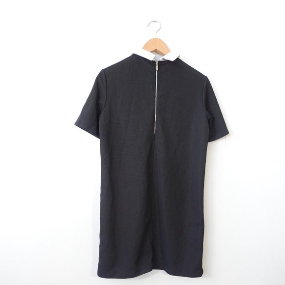 Black Sweater Dress Womens Small Mini Shift Collared Basic Minimal Classic LYDP - Picture 9 of 10